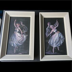 Vintage Cherie Ballerina Dancers Framed Paintings